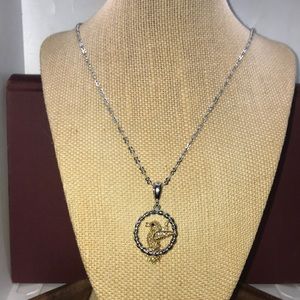 Stunning Talbots long chain bird pendant necklace